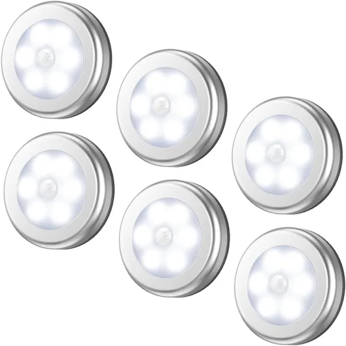 Vista 9 de AMIR Luz con sensor de movimiento mejorada de 3.15 pulgadas para interiores, inalámbrica, funciona con pilas, luces LED nocturnas adhesivas