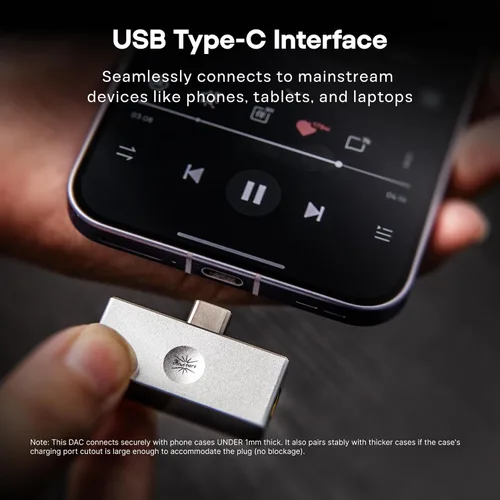Vista 5 de Linsoul Kiwi Ears Allegro Mini portátil IEM DAC, amplificador de monitor intrauditivo, salida USB C a 3.5/0.173 in, con chip personalizado, alta