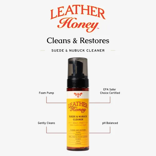 Vista 9 de Limpiador de ante Leather Honey: Cuidado no tóxico para ante y nobuck, fabricado en EE. UU. desde 1968. Limpia y restaura zapatos, botas, chaquetas