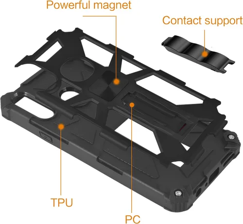 Vista 6 de Funda de teléfono para Huawei Y9 2019 con protector de pantalla de vidrio templado, accesorios Flim y celular, soporte, resistente, protección