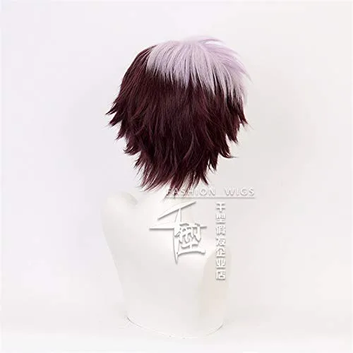 Vista 4 de Aseo-kun Hanako-kun Cosplay Pelucas Tsuchigomori mezcla púrpura corto sintético peluca de anime disfraz de juego de rol peluca REYHS