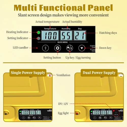 Vista 7 de Incubadora de huevos para incubar huevos 128 incubadora de huevos de pollo con giro automático de huevos y pantalla de humedad, control