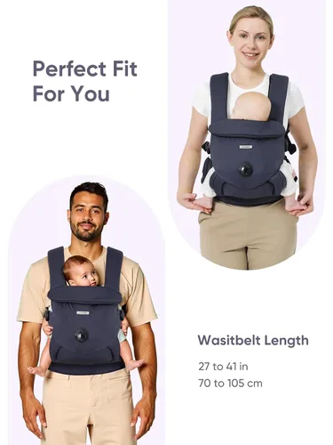 Vista 16 de bonoch EaseFit - Portabebés para recién nacidos a niños pequeños, perilla de ajuste para desarrollo saludable de la cadera del bebé, correa