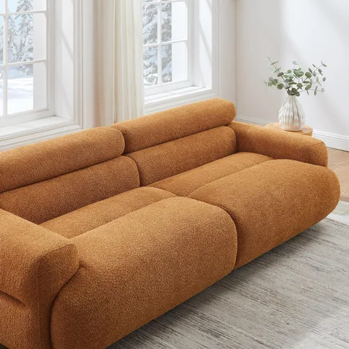 Vista 9 de Sofá Loveseat Boucle Cloud de 89", Cómodo Sofá Boucle Tapizado de Asiento Profundo, Sofá Moderno de Mediados de Siglo para Sala de Estar