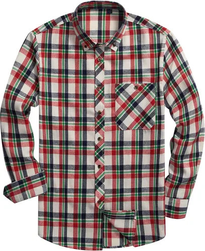 Vista 10 de Lion Nardo Camisas de Franela a Cuadros para Hombre de Manga Larga Camisas de Vestir para Hombre Casuales con Botones Abajo Tallas Grandes