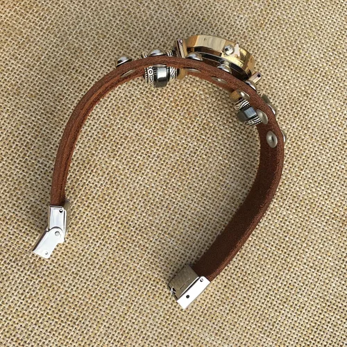 Vista 4 de Reloj de pulsera de moda para mujer y niña con correa de cuero genuino regalo