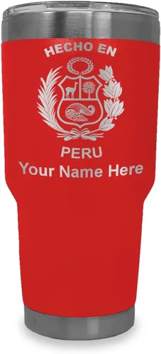 Vista 40 de LaserGram Vaso aislado al vacío de 20 onzas, hecho en Perú, grabado personalizado incluido (negro)