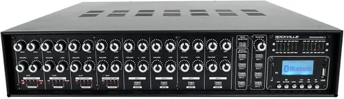 Vista 2 de Rockville Amplificador de fuente múltiple de matriz de 4 zonas+20 altavoces de techo blancos de 8 "70v