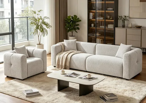 Vista 11 de VANOMi Juego de sofá modular seccional extragrande en forma de nube con sofá de 95" y sillones de 42" para sala de estar, juego de muebles tapizados