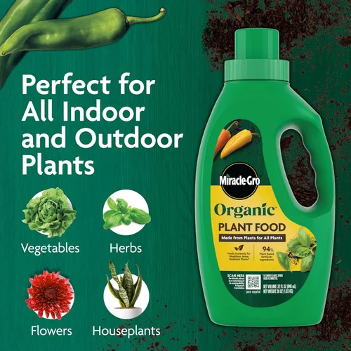 Vista 2 de Miracle-Gro Alimento orgánico para plantas, uso con plantas de interior o exterior, fertilizante líquido orgánico para contenedores y jardines