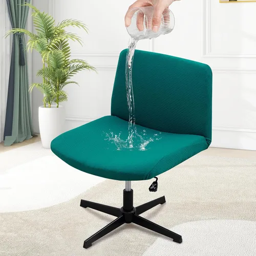 Vista 30 de MINGPINHUIUS Funda para silla ajustable sin brazos: moderna sin brazos, funda para silla de tocador con tiras cruzadas, fundas protectoras