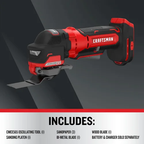 Vista 6 de CRAFTSMAN Herramienta oscilante inalámbrica V20, multiherramienta, hasta 19,000 OPM, solo herramienta desnuda (CMCE565B)