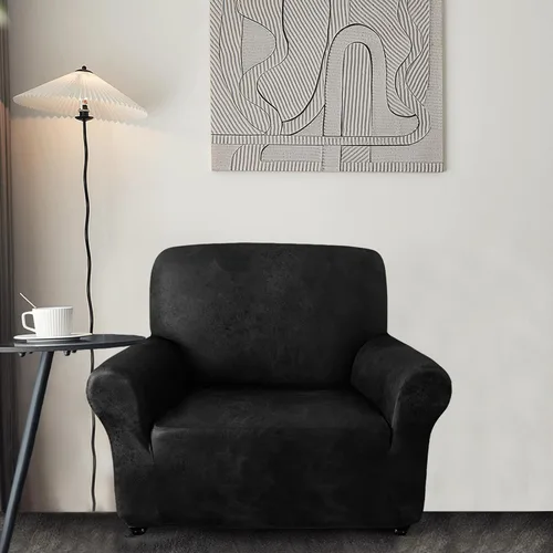 Vista 2 de ANARACHON - Funda elástica para sillón con aspecto de piel, 1 pieza Negro