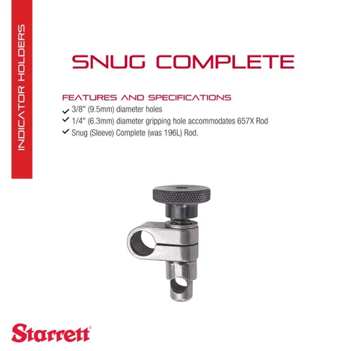 Vista 2 de Starrett Montaje completo cómodo, diámetro de agarre de 1/4 pulgadas y orificios de diámetro de poste de 3/8 pulgadas