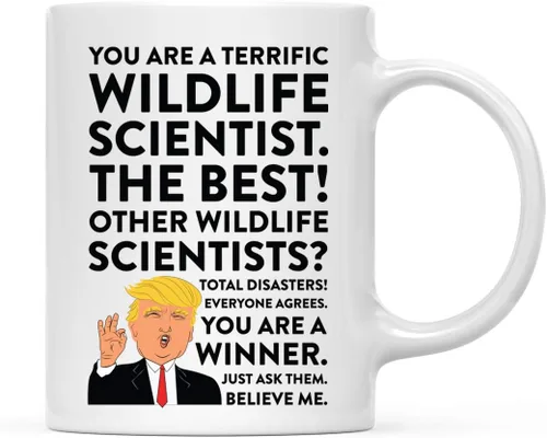 Vista 6 de Andaz Press Round 11 oz taza de té de cerámica para café divertido presidente Donald Trump regalo de Navidad, You are a Terrific Aquatic Biologist