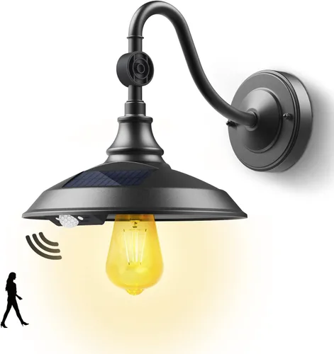 Vista 8 de SIEDiNLAR Luz solar de granero para exteriores con 3 modos, luz de granero vintage de aluminio con cuello de cisne para pared, sensor de movimiento