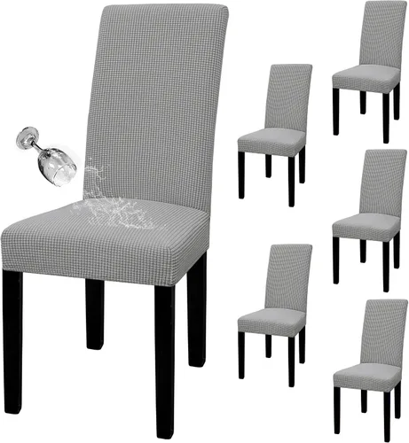 Vista 32 de Easy-Going - Juego de 2 fundas para sillas de comedor 100% impermeables, de tela Jacquard elástica, fundas protectoras removibles y lavables