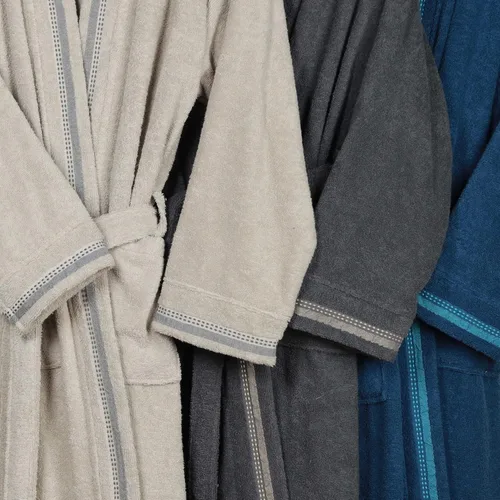Vista 9 de Superior Tinsel Unisex Turkish Cotton Terry Kimono Bathrobe with Embroidery, All-Season Robe
