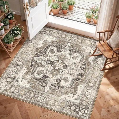 Vista 27 de YOUFORTONG Alfombra Lavable de 2 x 3 Pulgadas para Entrada: Alfombra Antideslizante Vintage para Interiores con Respaldo de Goma para Sala de Estar