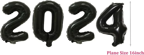 Vista 2 de FRUTA Globos negros de papel de aluminio de 16 pulgadas para suministros de fiesta de Año Nuevo, adultos, adultos unisex (paquete de 4)
