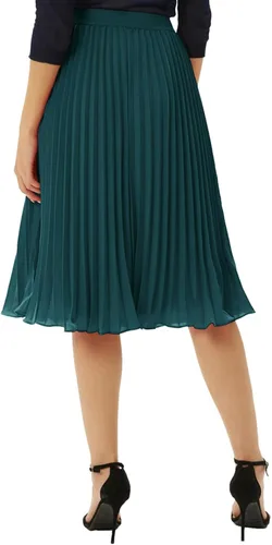 Vista 37 de GRACE KARIN - Falda plisada de gasa para mujer, con cintura alta y elástica, vuelo, corte acampanado y longitud por debajo de la rodilla