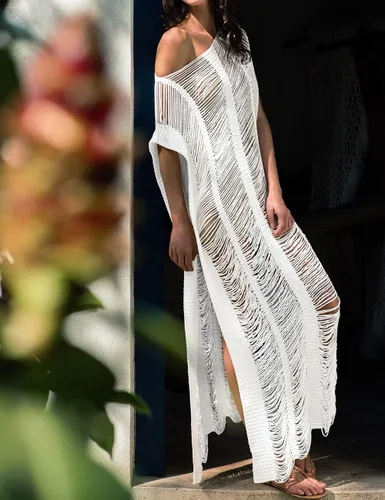 Vista 2 de Bsubseach Vestido sin mangas de playa de punto para mujer con hueco para traje de baño