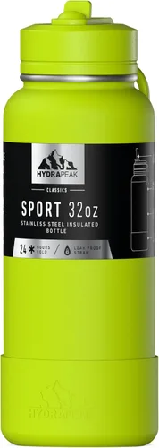 Vista 26 de Hydrapeak Botella de agua deportiva aislada de 32 onzas con tapa con popote, a prueba de fugas y derrames, mantiene las bebidas frías durante 24