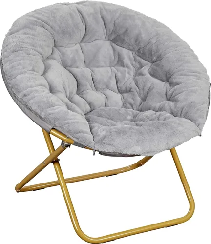 Vista 10 de Flash Furniture Gwen - Silla plegable de gran tamaño con otomana, silla lunar de piel sintética, marco de acero duradero, para dormitorio