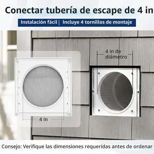 Vista 2 de Cubierta de ventilación de secadora de 4 pulgadas para exterior, evita ratas y pájaros, cubierta de ventilación al aire libre para casa, tapa