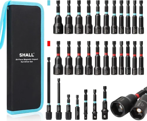 Vista 8 de SHALL Juego de 20 piezas de destornilladores magnéticos, destornilladores de 6" de largo para taladro de impacto, destornillador de tuerca de 1/4