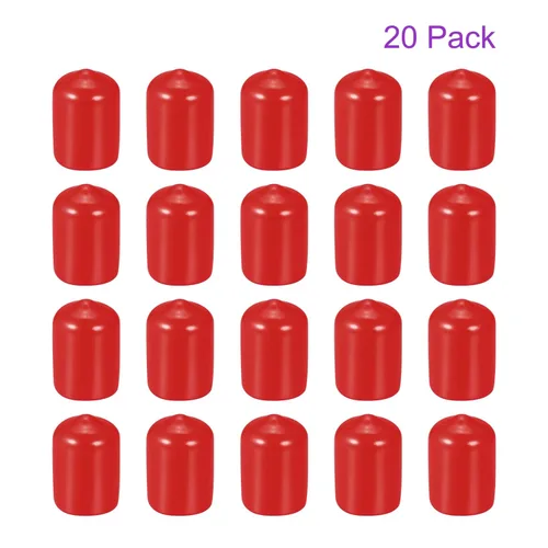 Vista 6 de DMiotech Paquete de 20 protectores de rosca de tornillo rojo de 1/2 pulgada de identificación, tapas de goma para pernos de tornillo, tubería
