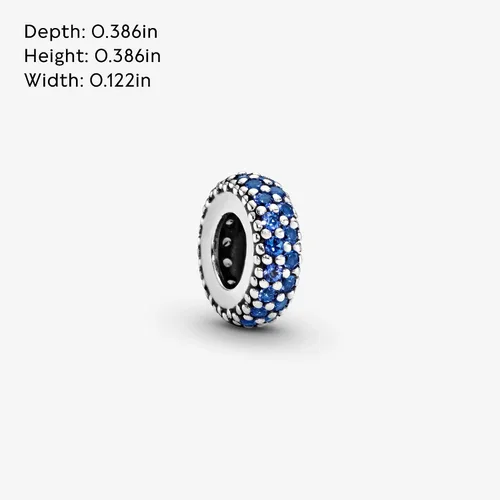 Vista 5 de Pandora Joyas Blue Sparkle Espaciador Cristales Charm en Plata de Ley, Metal Cristal, Cristales