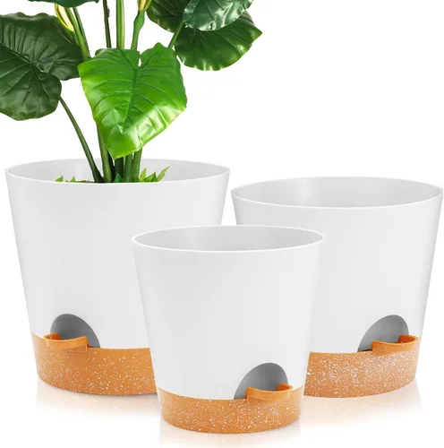 Vista 11 de GARDIFE Macetas de 10/9/8 pulgadas para plantas de interior, macetas auto-regantes, macetas de riego automático, macetas de flores, negras