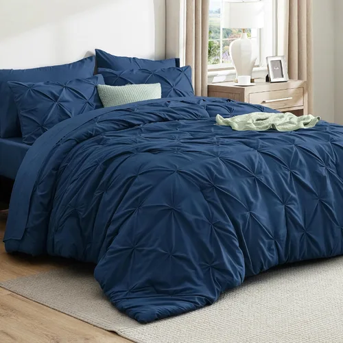 Vista 60 de Bedsure - Juego de edredón tamaño individual gris - Ropa de cama tamaño individual en una bolsa de 5 piezas, juego de cama Pintuck GentleSoft™