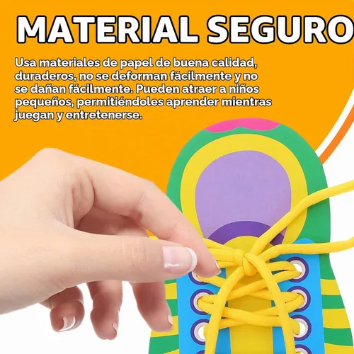 Vista 6 de NUOBESTY Práctica de corbata de zapatos para niños, tabla de práctica de atado de zapatos, hilo de zapatos, juguetes de enseñanza para aprender a