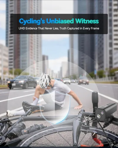 Vista 7 de Cámara de bicicleta 4K con seguimiento GPS, computadora de ciclismo y faro – Spedal S1 30FPS Action Cam con 6 ejes EIS, gran angular de 132°
