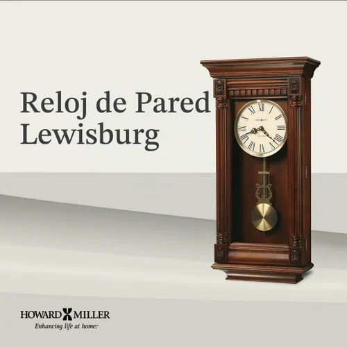 Vista 4 de Howard Miller Lewisburg - Reloj de pared de madera Péndulo de lira, campanilla Westminster, números romanos, funciona con pilas, decoración