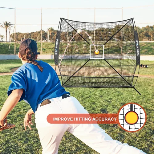 Vista 3 de Storgem 6'X6' Baseball Softball Practice Net, Portable Baseball Net for Batting, Hitting, Pitching and Fielding, with Carry Bag, Strike Zone and Bow