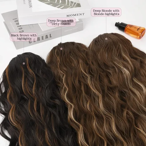 Vista 4 de HOOJIH Extensión de cola de caballo, extensiones de cabello con cordón para cola de caballo de 26 pulgadas de largo, pelo rizado y ondulado natural