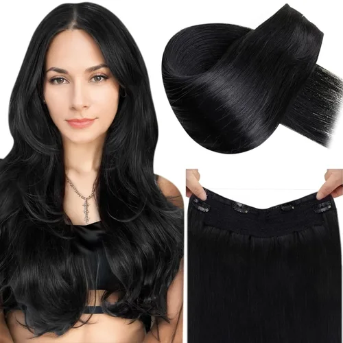 Vista 31 de LaaVoo Extensión de cola de caballo de cabello humano marrón para mujer, extensiones de cola de caballo marrón oscuro, extensiones de cabello humano
