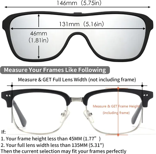 Vista 4 de JM Gafas de sol polarizadas con clip, de una sola pieza, para hombres y mujeres