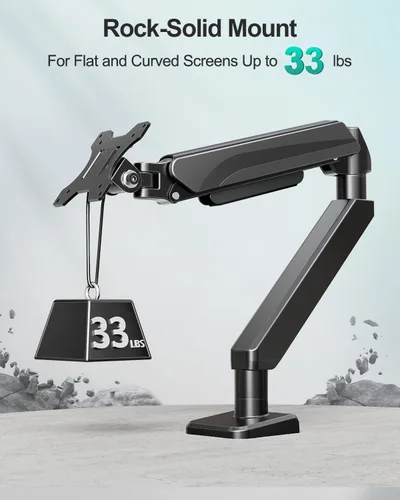 Vista 4 de MOUNT PRO Brazo de monitor único ultraancho para pantallas de 22 a 42 pulgadas, soporte de escritorio para monitor con capacidad para hasta 33