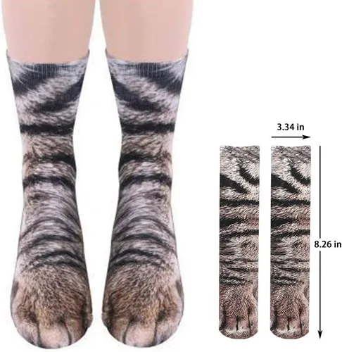 Vista 6 de ATROPOS 3 pares de calcetines de pata de animal, calcetines unisex impresos en 3D, calcetines novedosos con patas de animales para hombres, mujeres