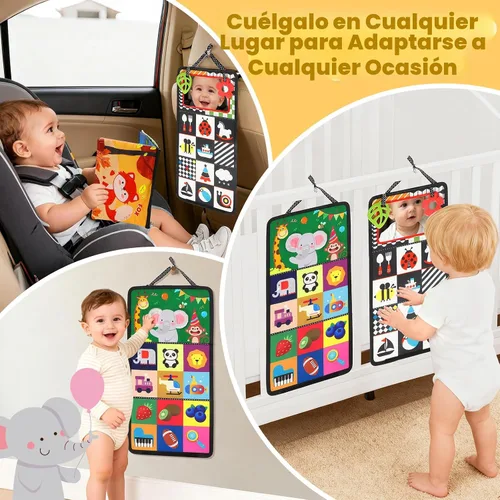 Vista 6 de BBWOO Tummy Time Mirror Toys, High Contrast Baby Toys for Newborn