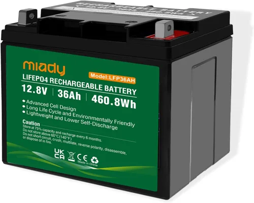 Vista 9 de Miady Batería LiFePO4 de litio de 12 V 15 Ah, batería recargable de ciclo profundo de más de 3000 para UPS pequeños, buscador de peces, ruedas