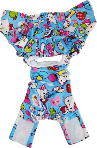 Vista 2 de Falda de pañal para perros pequeños, vestido sanitario para hembras (azul, S - cintura de 8 a 11 pulgadas)