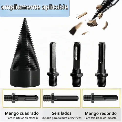 Vista 5 de Juego de brocas para leña, broca divisora de madera mejorada, resistente y desmontable, broca eléctrica separadora de madera, broca de fácil