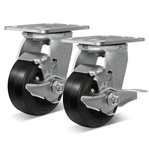 Vista 38 de Ruedas resistentes de 4 pulgadas, ruedas industriales de placa con rueda de goma, utilizadas para carrito de herramientas, plataforma, camión