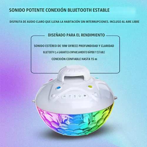 Vista 4 de Skywin Altavoz flotante para piscina con fuente y luces RGB, tiempo