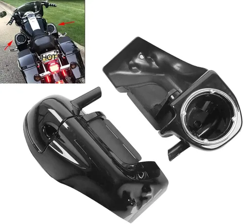 Vista 8 de XFMT Motorcycles Carenadura inferior ventilada en negro vívido para piernas con caja de altavoces y rejillas para Harley Touring enfriada por aire